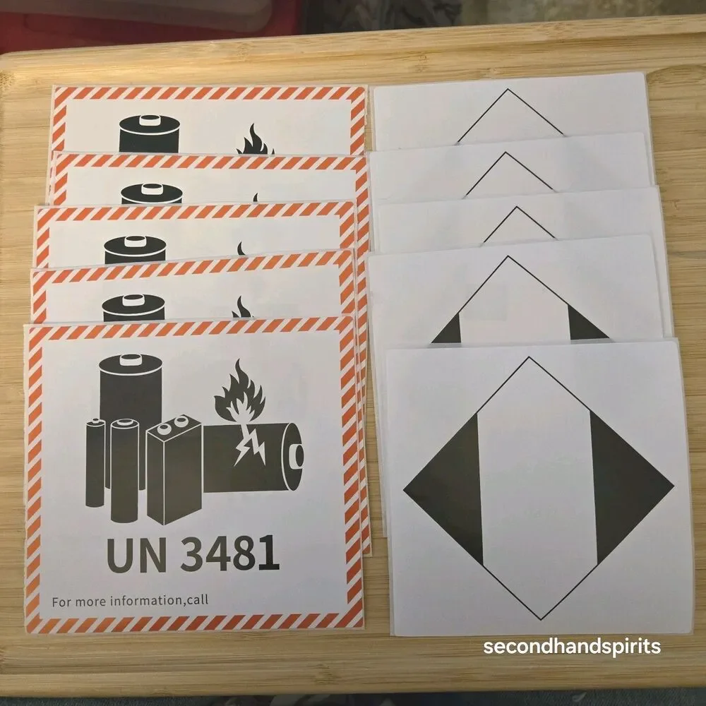 10 Pc UN 3481 Lithium Battery & Limited Quantity Shipping Warning Stickers Lot